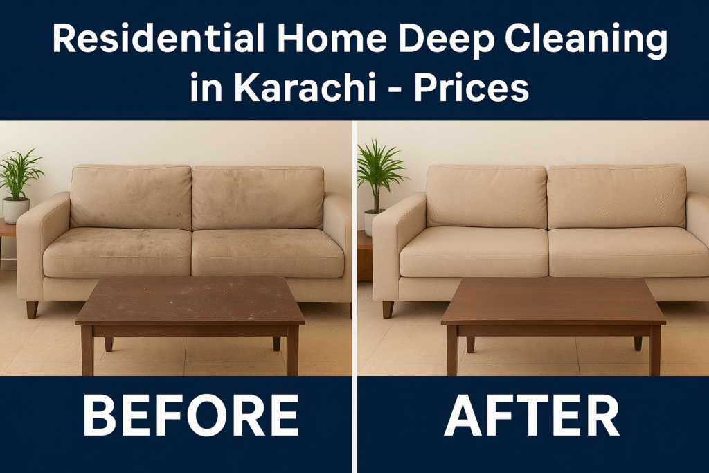 Residential home deep cleaning in Karachi before and after results