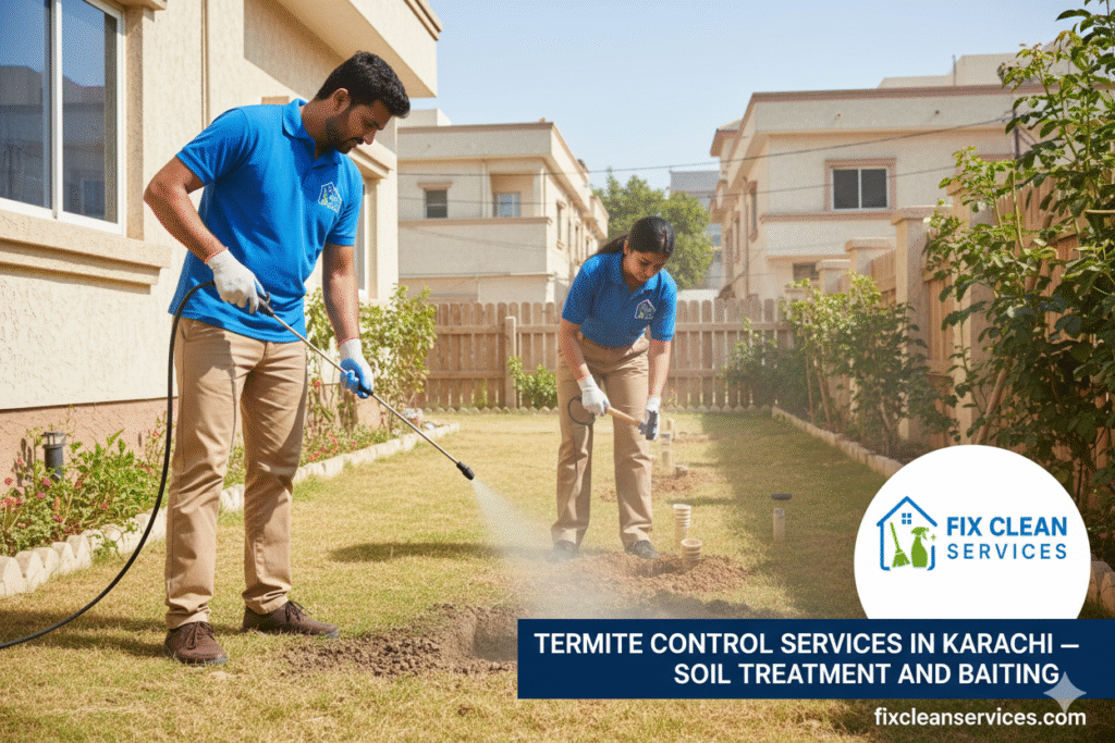 Termite control services in Karachi — soil treatment and baiting