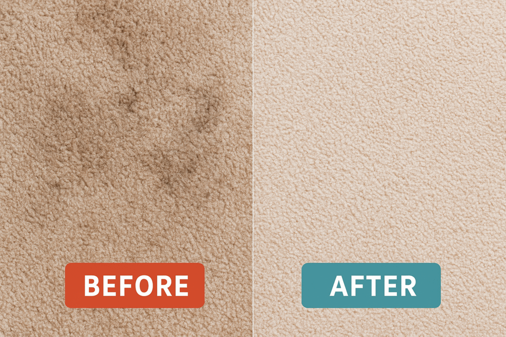 Carpet Cleaning Before and After – Steam, Dry, Shampoo Results