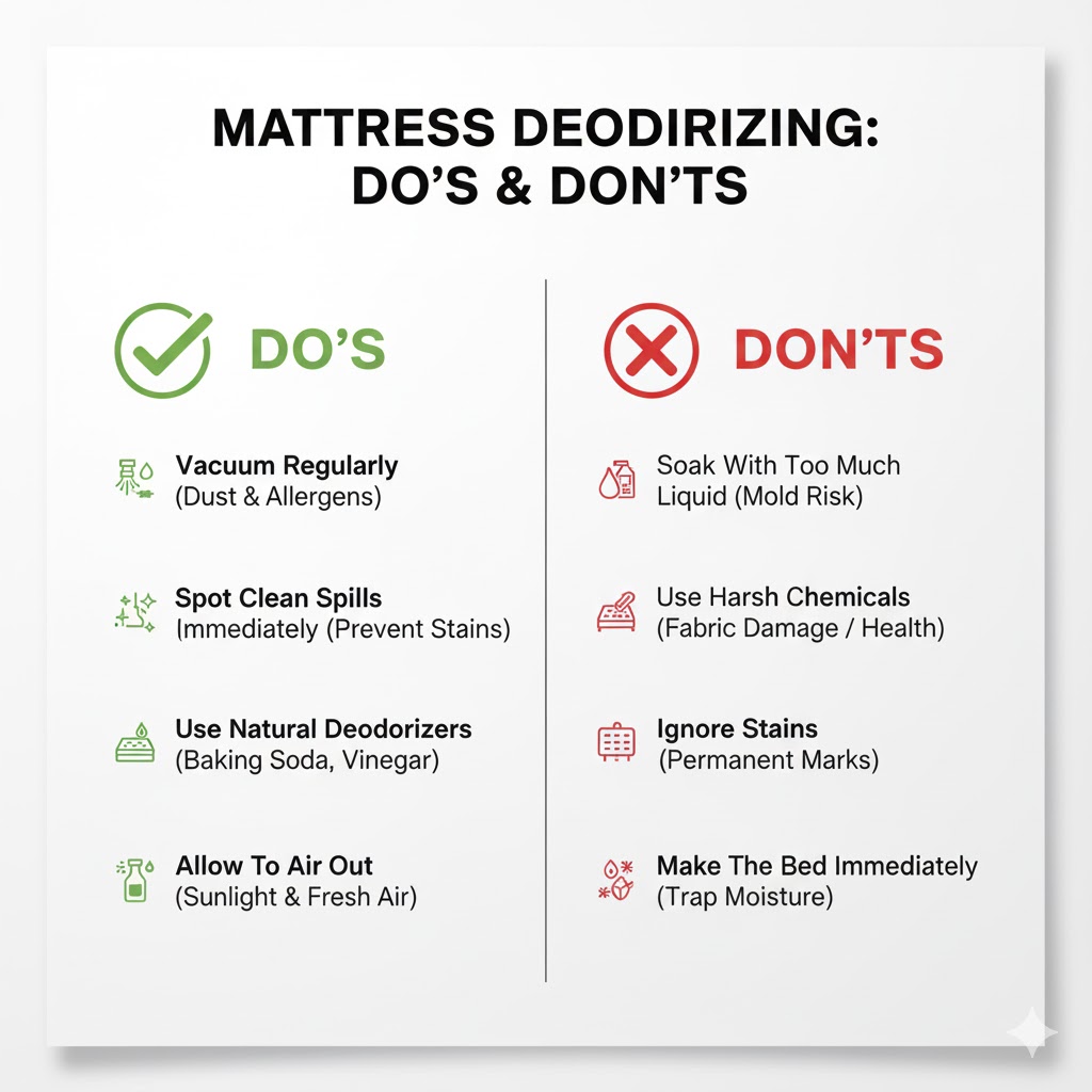 Checklist of mattress cleaning do’s and don’ts for safe deodorizing