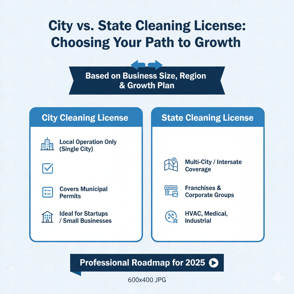 Choosing between a city cleaning license and a state cleaning license