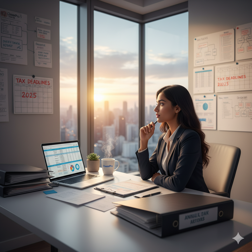 Cleaning business owner planning annual tax strategy