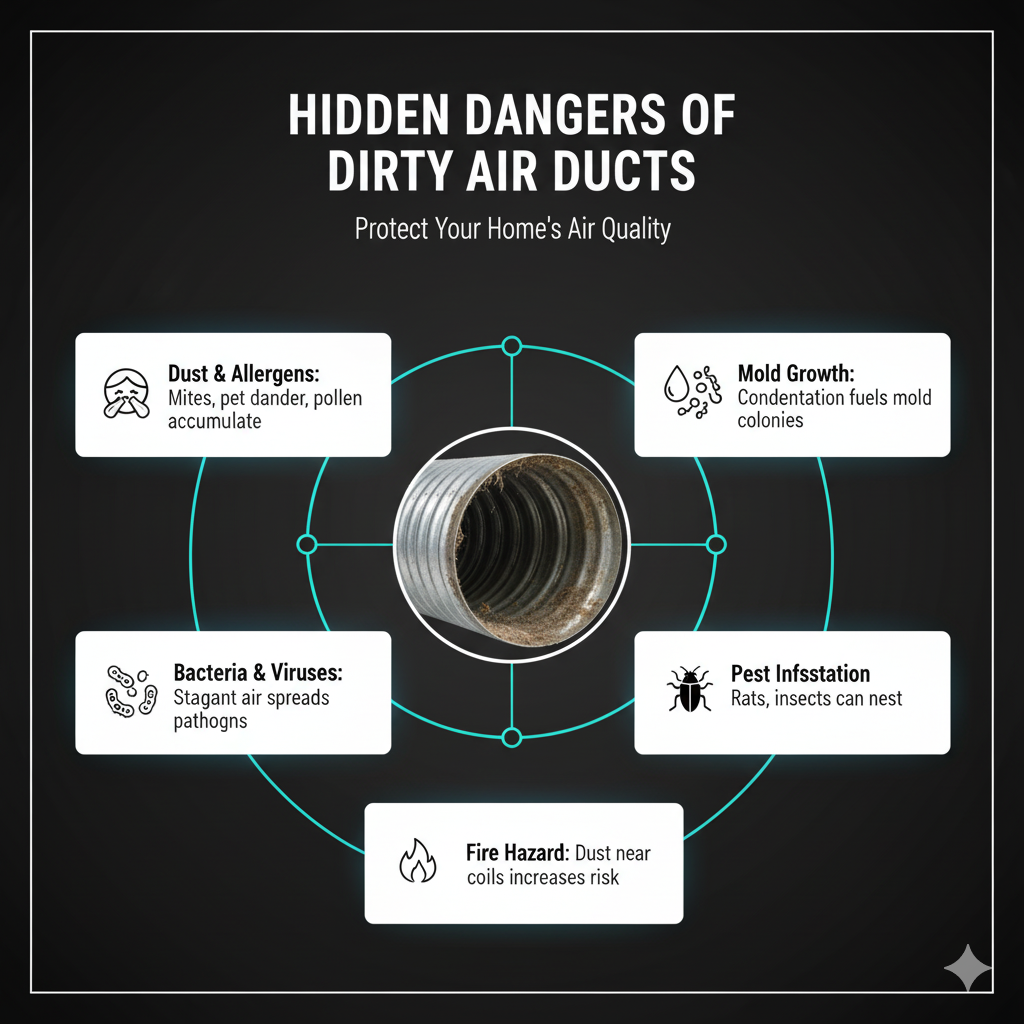 Hidden Dangers of Dirty Air Ducts

Dust & Allergens