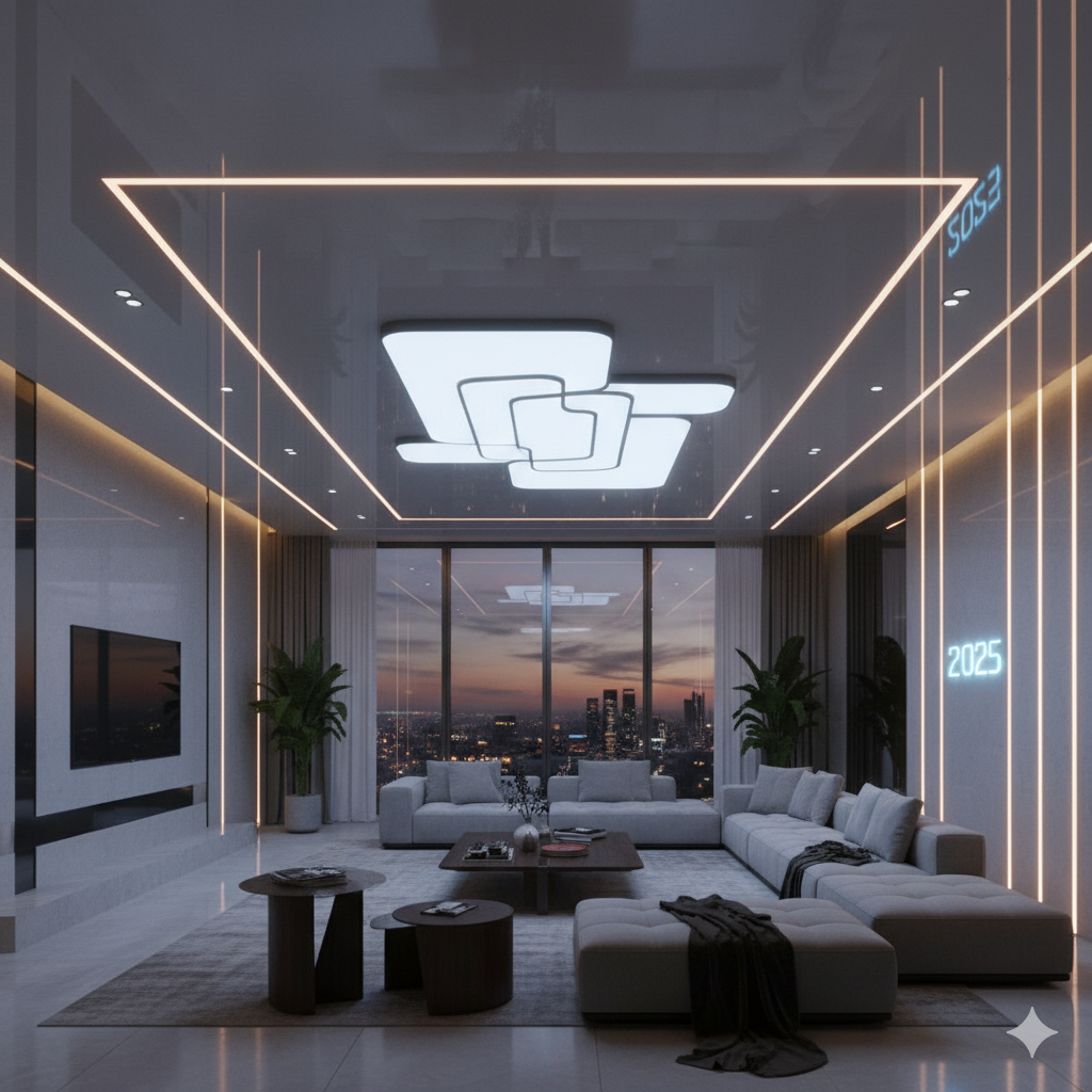 Modern stretch ceiling with LED lighting 2025 