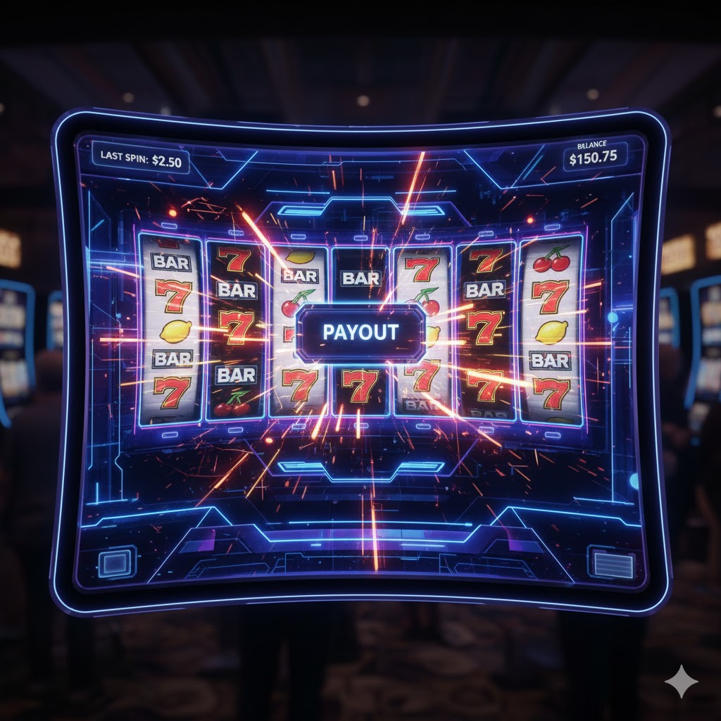 A modern digital slot interface showing multiple near-miss results with flashing lights. A modern digital slot interface showing multiple near-miss results with flashing lights.