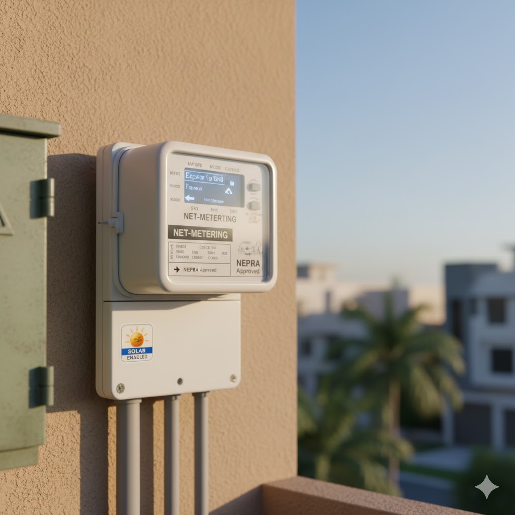 A new bidirectional meter installed for solar net-metering in Pakistan A new bidirectional meter installed for solar net-metering in Pakistan