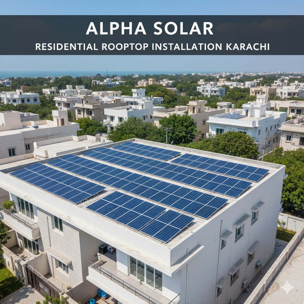 Alpha Solar residential rooftop solar installation in Karachi