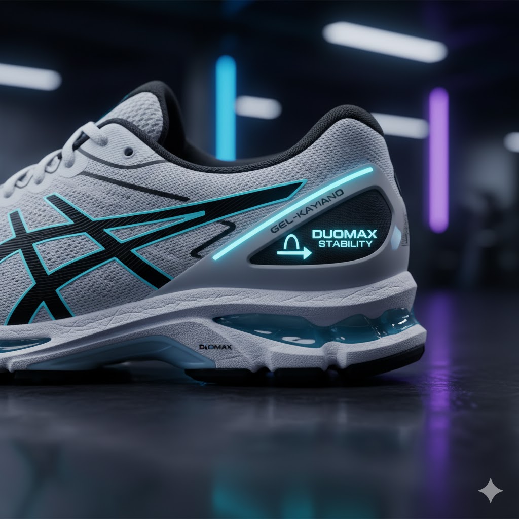 Asics Gel-Kayano shoe with GEL midsole and reinforcement for overpronation