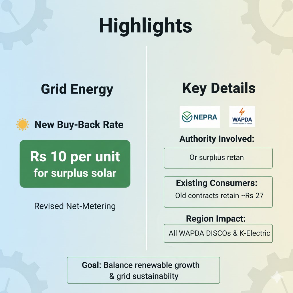 Highlights

New Rate: Rs 10 per unit for surplus electricity under revised net-metering