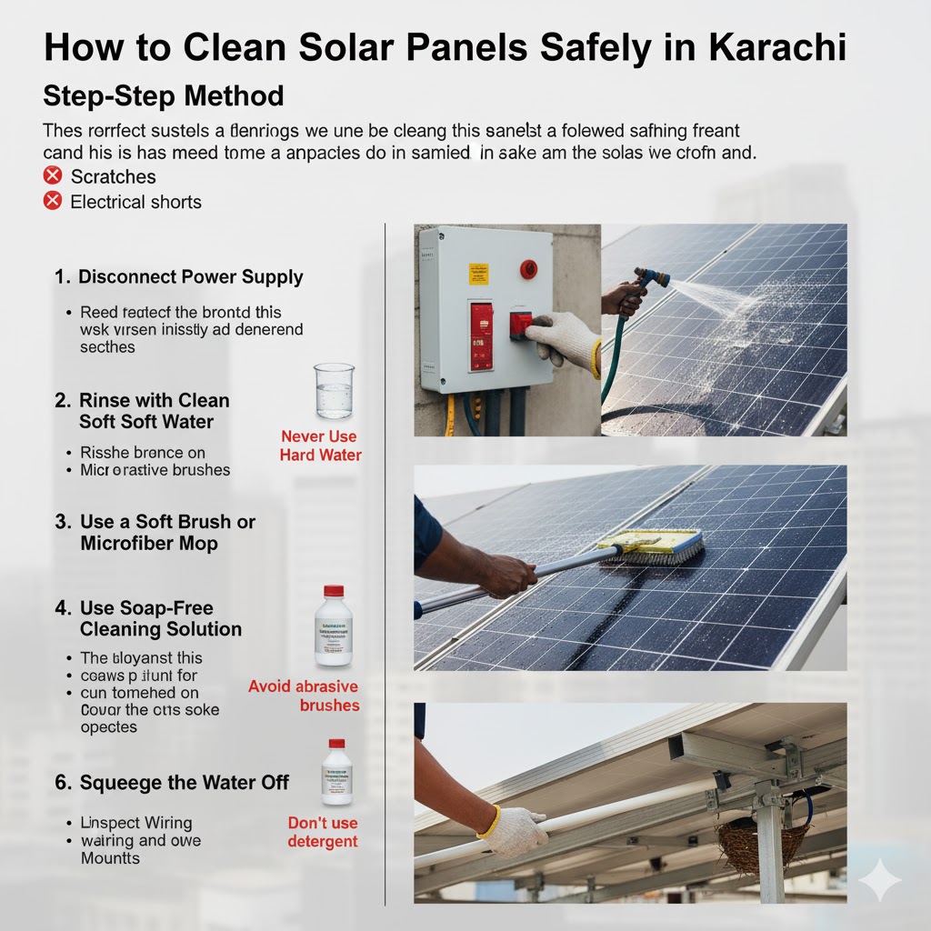 How to Clean Solar Panels Safely in Karachi — Step-by-Step Method