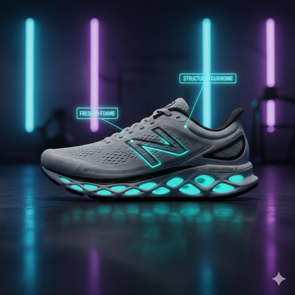 New Balance Fresh Foam Vongo shoe highlighting its structured yet cushioned midsole