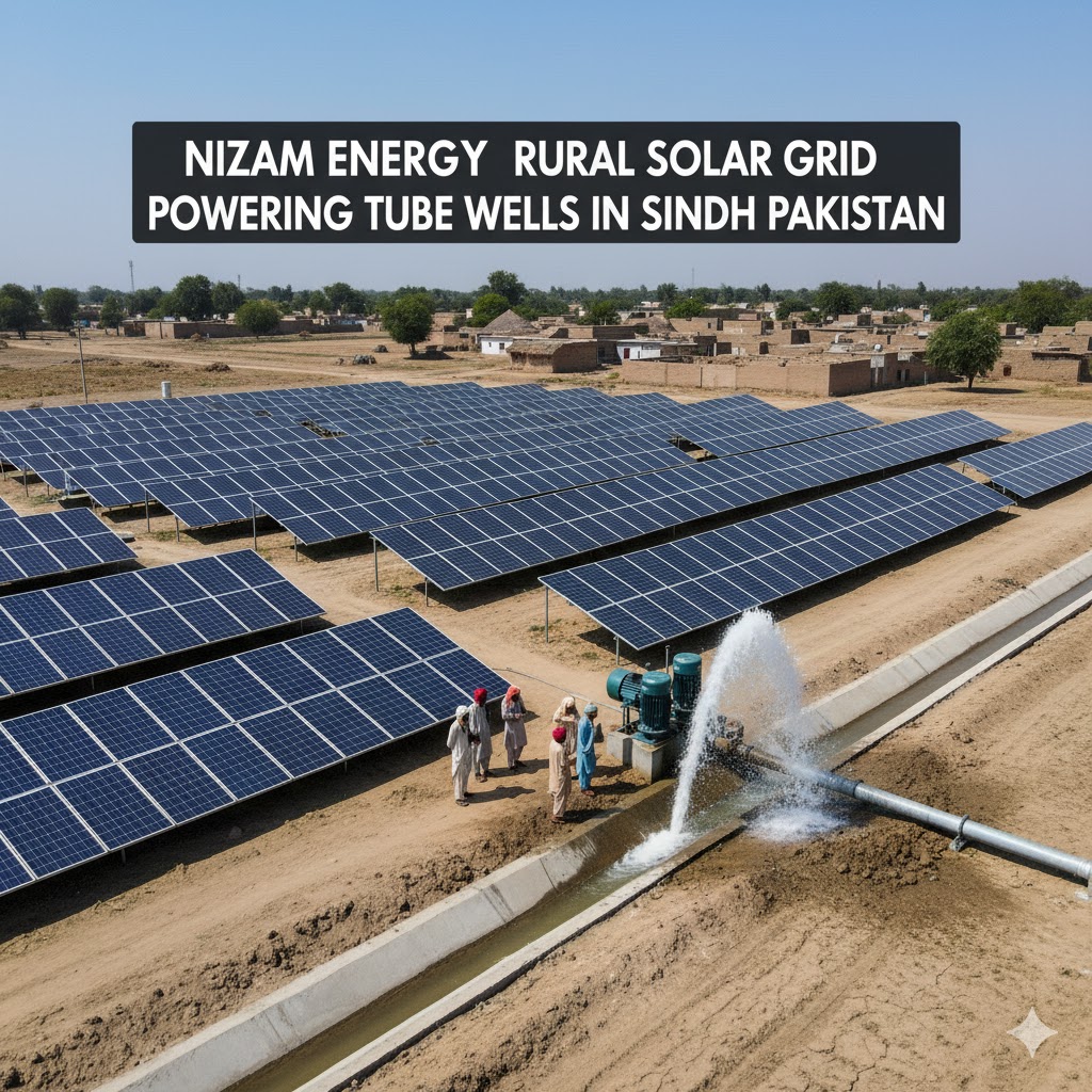 Nizam Energy rural solar grid powering tube wells in Sindh Pakistan