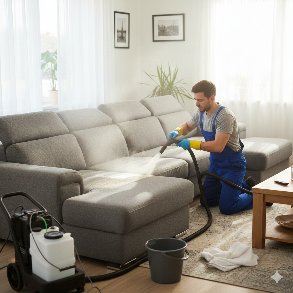 Professional steam cleaning sofa upholstery