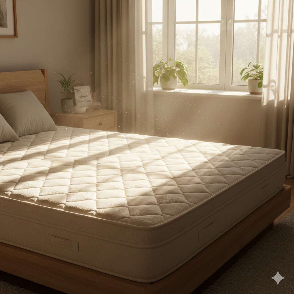 Sunlight shining on mattress to kill bacteria naturally