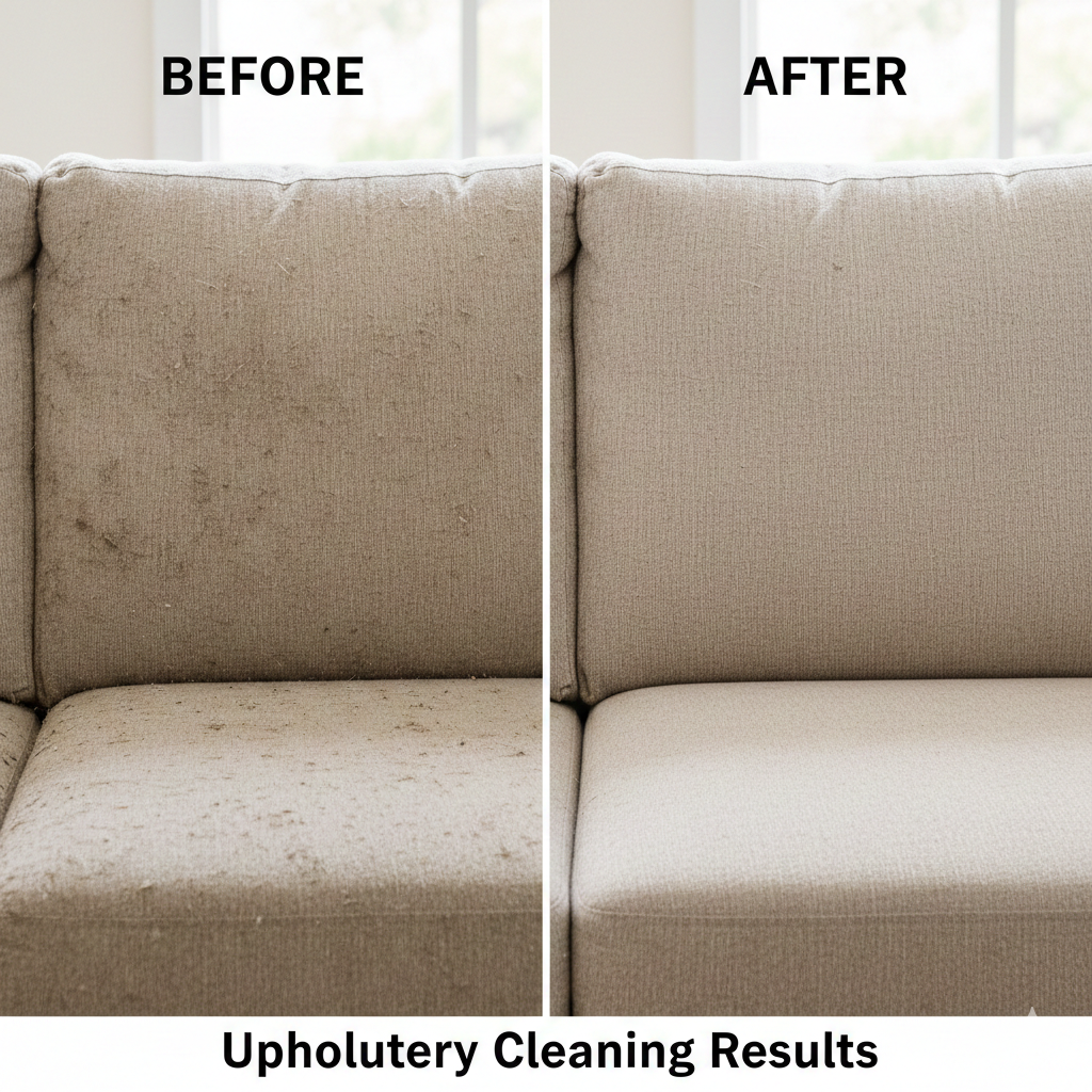 Upholstery cleaning results comparison