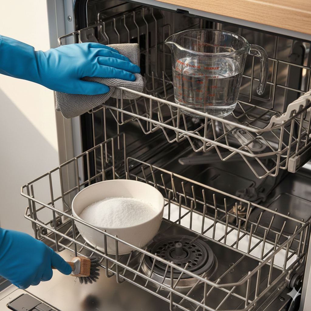 Using vinegar to deep clean dishwasher
