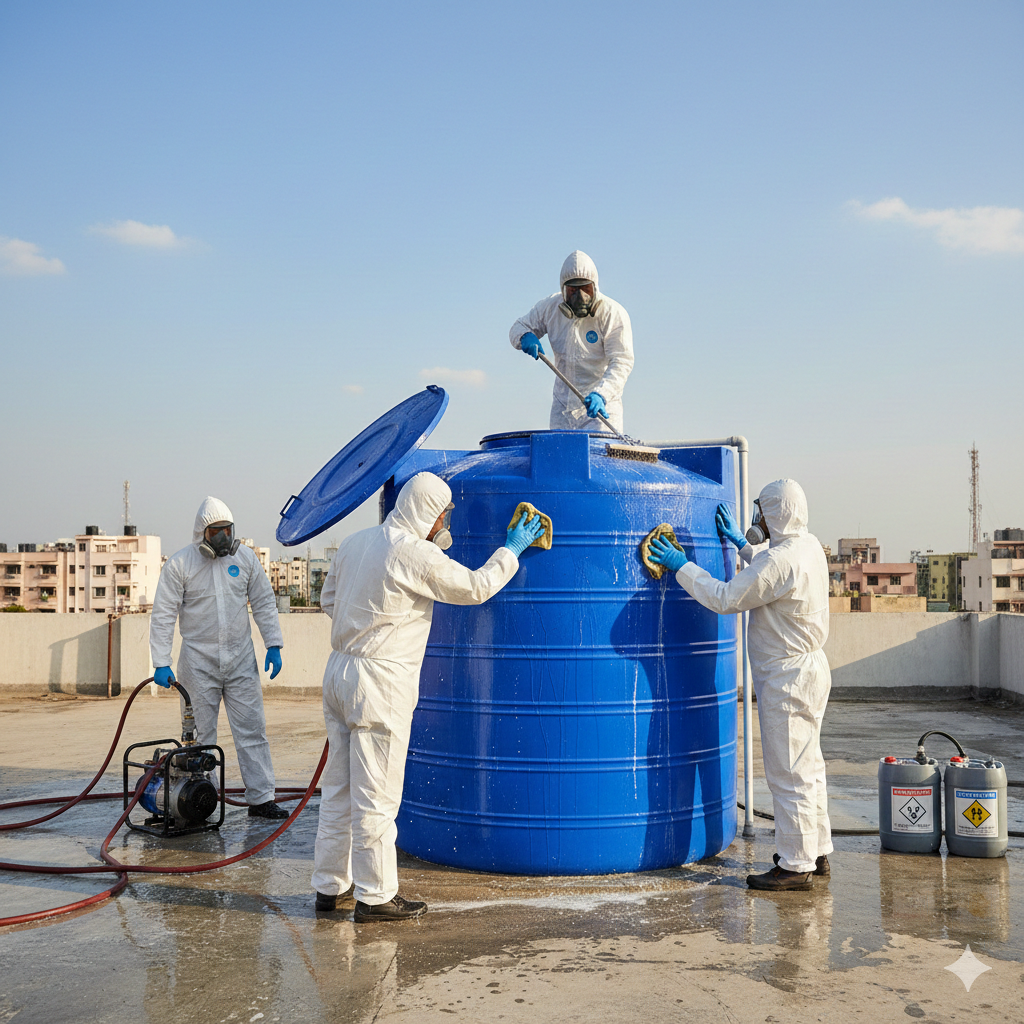 disinfecting overhead water tank