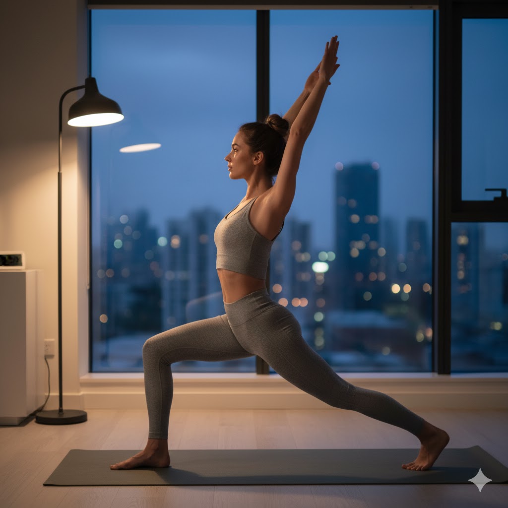 person stretching before evening workout for better sleep1