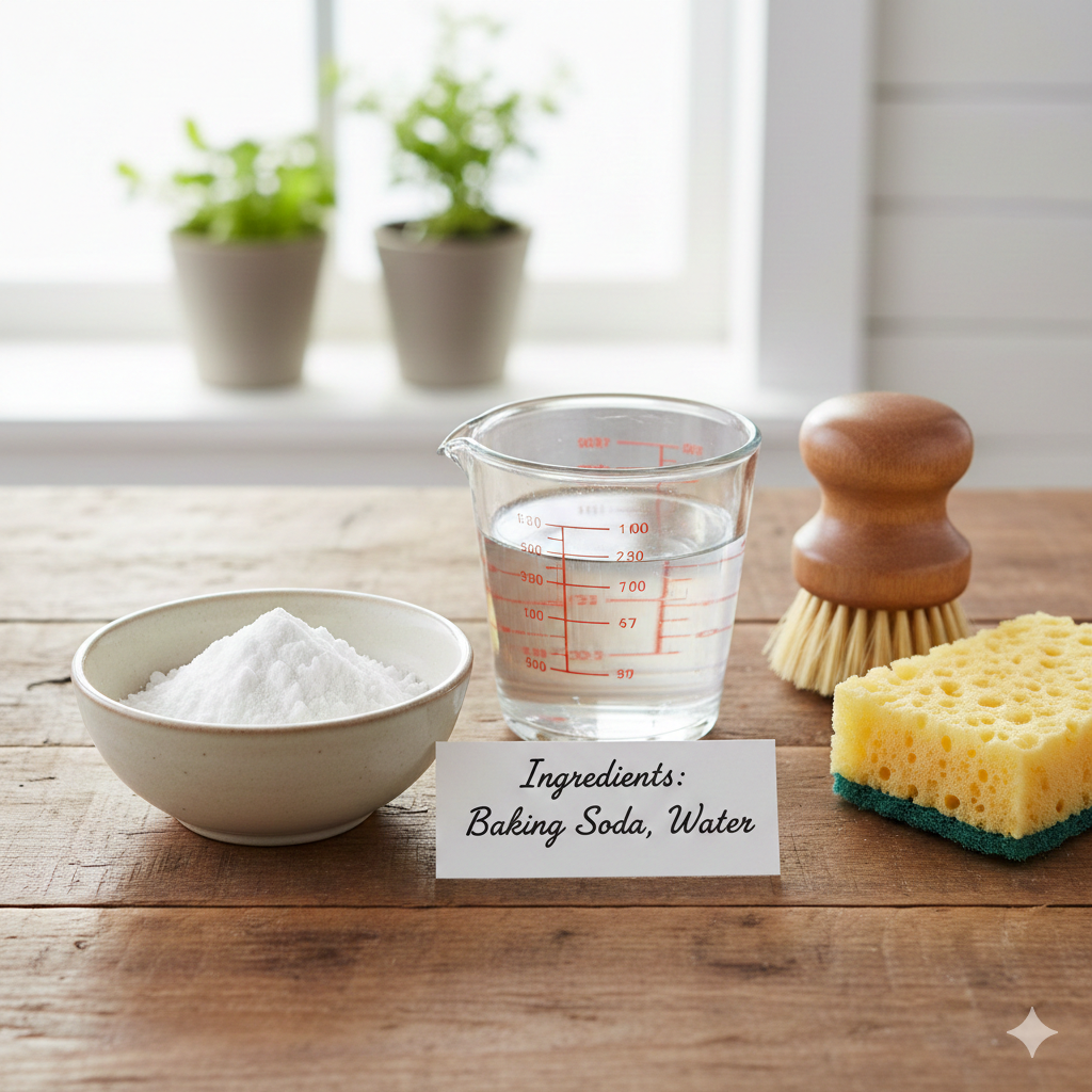 removing grease with natural baking soda paste