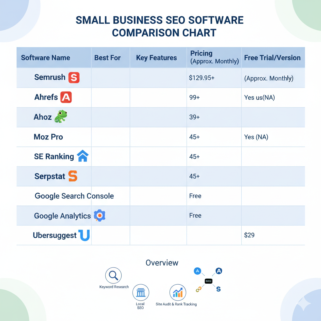 small business seo software comparison chart